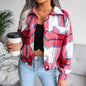 Plaid Lapel Cropped Jacket Fashion Loose Button Long Sleeve Short Outwear Tops Coat For Womens Clothing