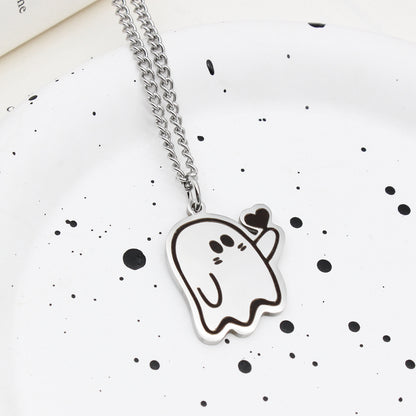 Halloween Cute Love Ghost Necklace Couple Pendant Necklace Men Women Accessories