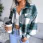 Plaid Lapel Cropped Jacket Fashion Loose Button Long Sleeve Short Outwear Tops Coat For Womens Clothing