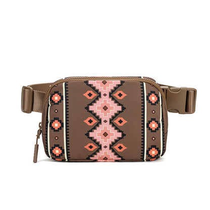 New Bohemian Print Waist Bag With Adjustable Shoulder Strap Fashion Casual Outdoor Running Crossbody Bag For Women