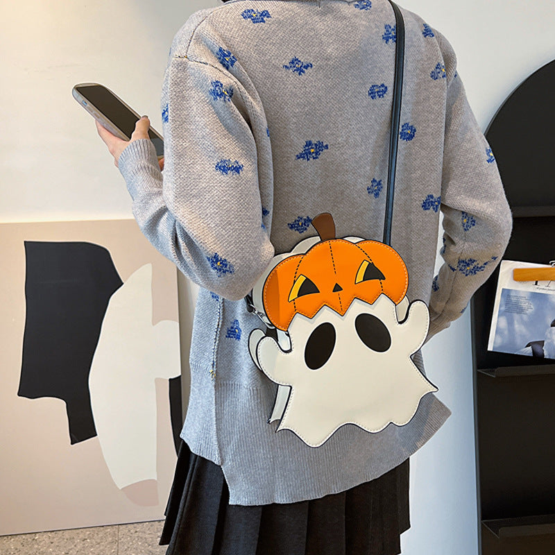 Halloween Shouder Bags Creative 3D Cartoon Pumpkin Ghost Design Cute Bags Women Cell Phone Purses Novelty Personalized Candy Crossbody Bags